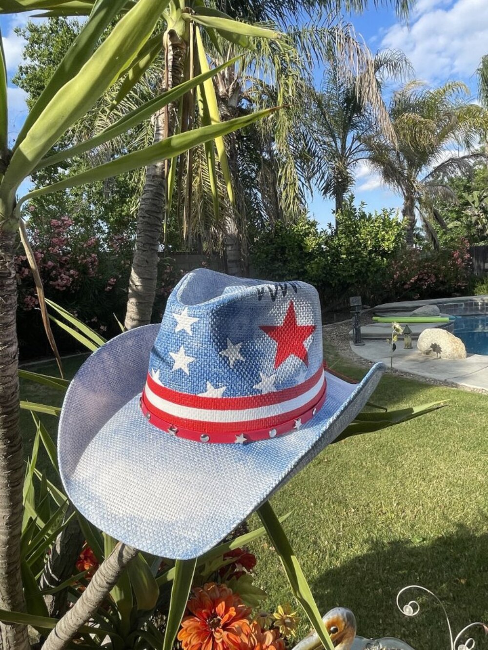 NEW Mirmaru Star Band Patriotic Stars Red White Blue Western Cowboy Hat July 4th - Picture 7 of 9